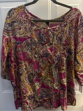 Ralph Lauren Floral Paisley 100 % Cotton Size XL Lightweight Boho Euro Summer